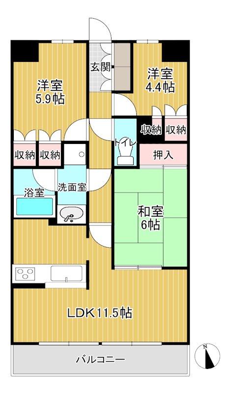 サーパス津田沼2階 間取り
