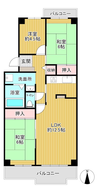 谷津パークタウン20号棟3階 間取り